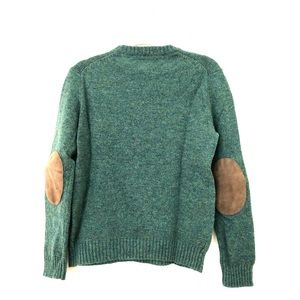 Vintage Wool Green Elbow Patch Sweater, Size Small